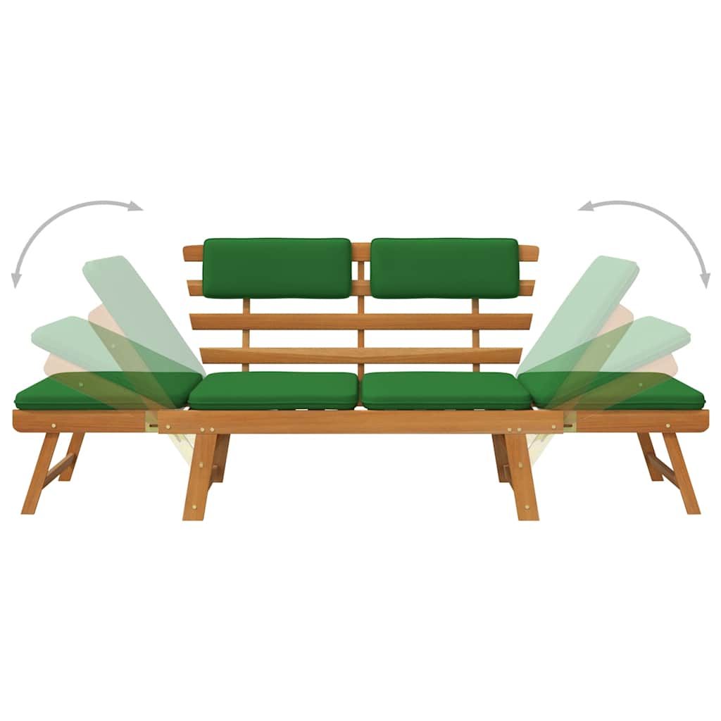Gartenbank mit Auflagen 2-in-1 190 cm Grau Massivholz Akazie