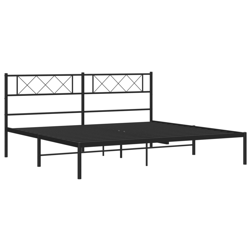 Bettgestell mit Kopfteil Metall Schwarz 100x190 cm