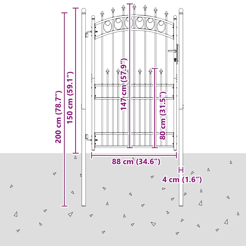 Zauntor EMMEN mit Spikes Stahl 104 x 97 cm Grün
