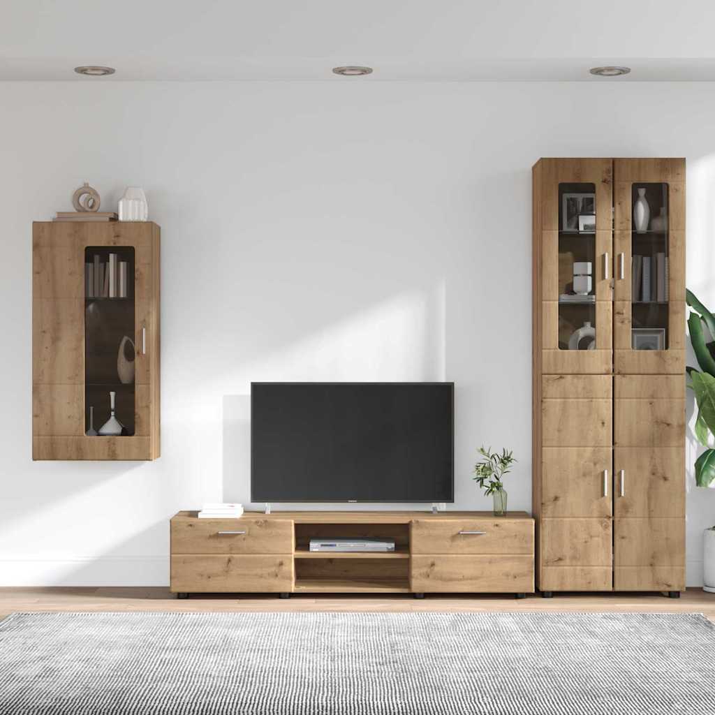 Highboard mit Regal FLORIN Weiß 60 x 35 x 182 cm Holzwerkstoff
