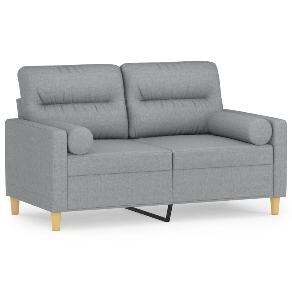 2-Sitzer-Sofa mit Zierkissen Braun 120 cm Stoff