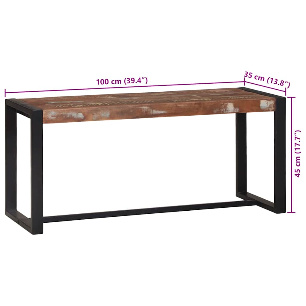 Bank Mehrfarbig 60x35x45 cm Massivholz Altholz