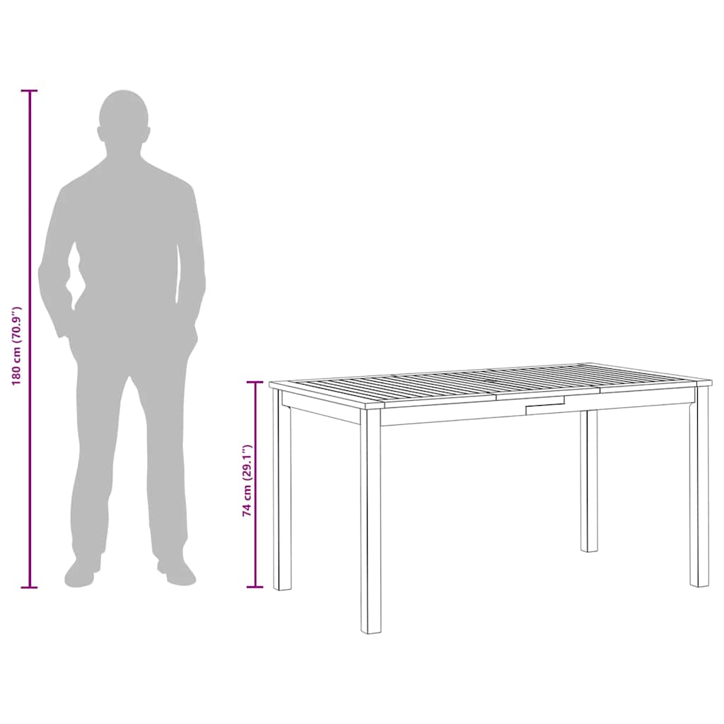 Garten-Esstisch 110x55x75 cm Massivholz Akazie