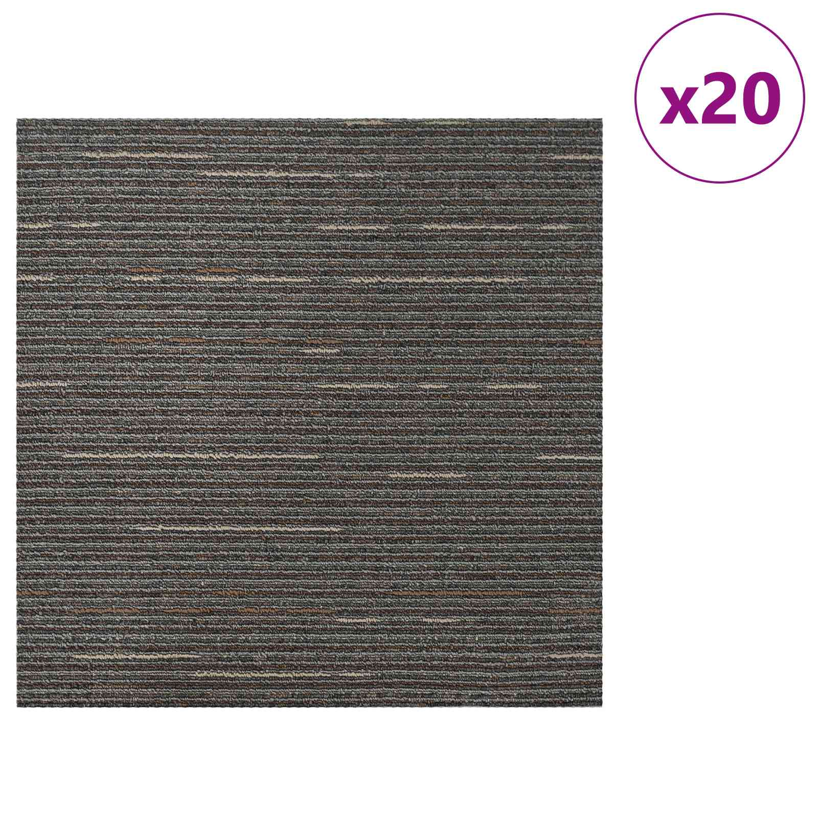 Teppichfliese Hellgrau mit Streifen 50 x 50 cm 4 pcs
