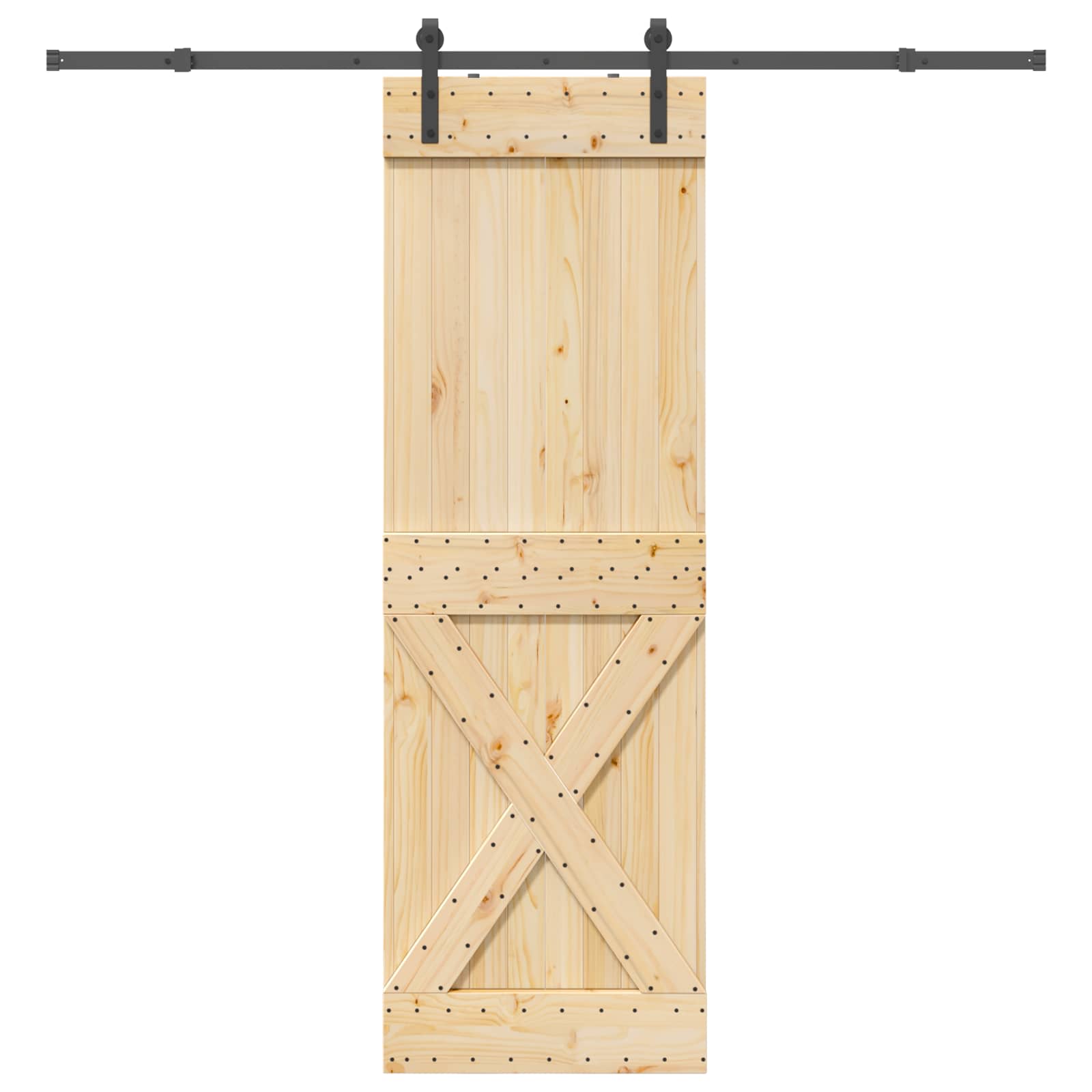 Schiebetür NARVIK Natürlich und Schwarz 70 x 210 cm (152,5 cm)