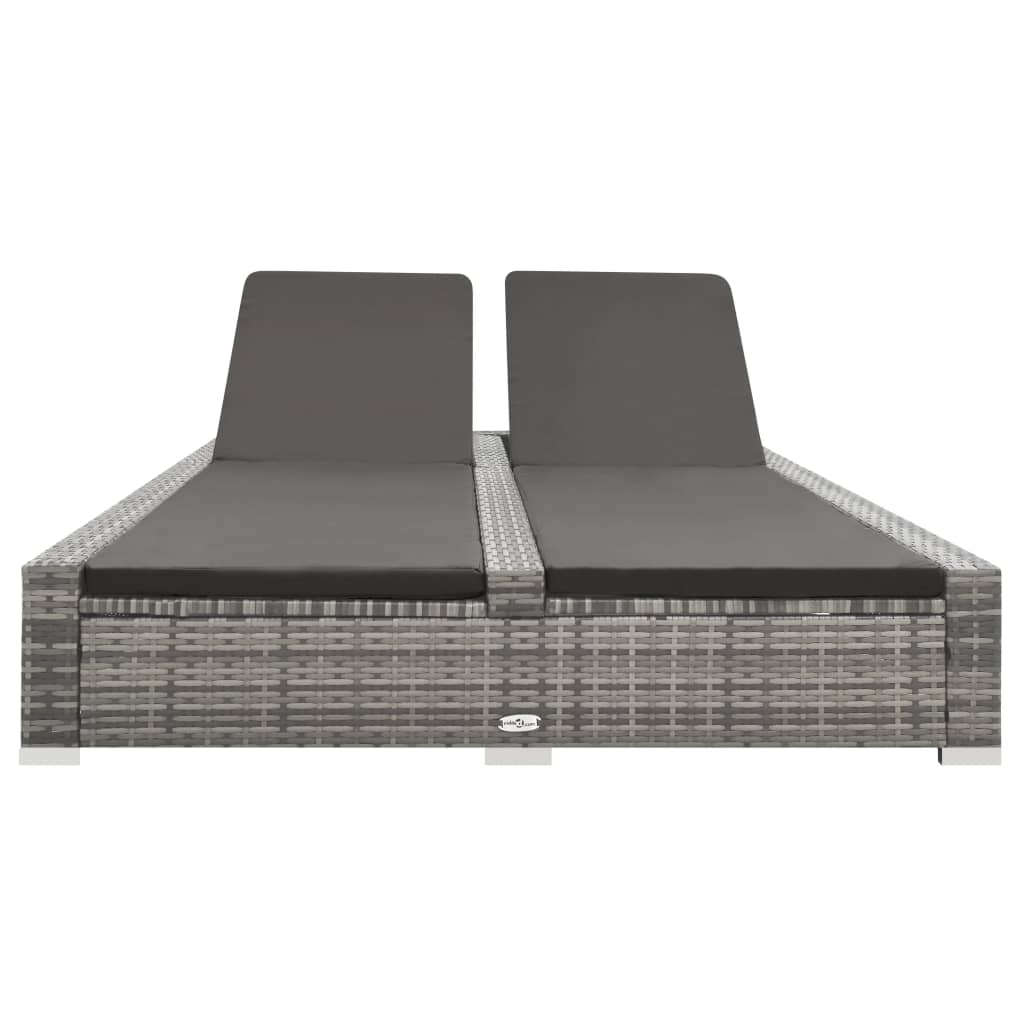 Doppel-Sonnenliege Poly Rattan Braun