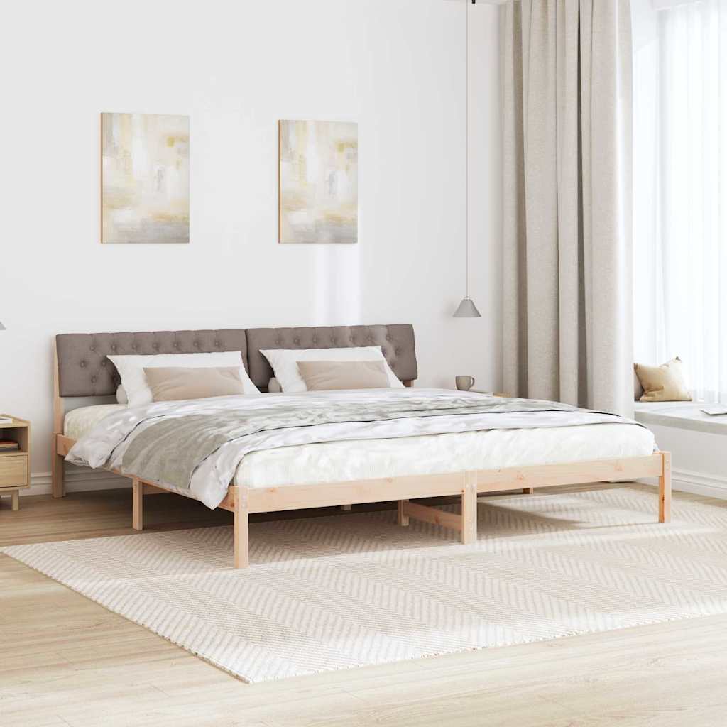 Bettgestell Braun und hellgrau 200 x 200 cm Massivholz Kiefer