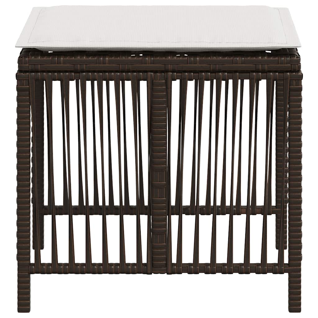 Gartenhocker mit Kissen 4 Stk. Schwarz 41x41x36 cm Poly Rattan