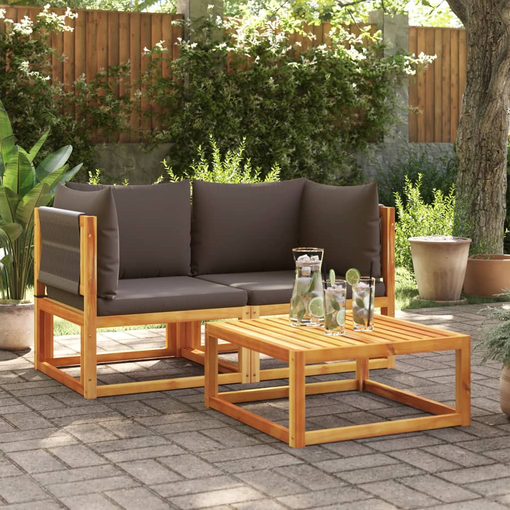 6-tlg. Gartensofa-Set mit Kissen Holz Akazie & Seil