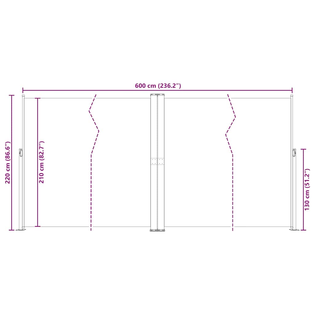 Ausziehbare Seitenmarkise 160×600 cm Braun