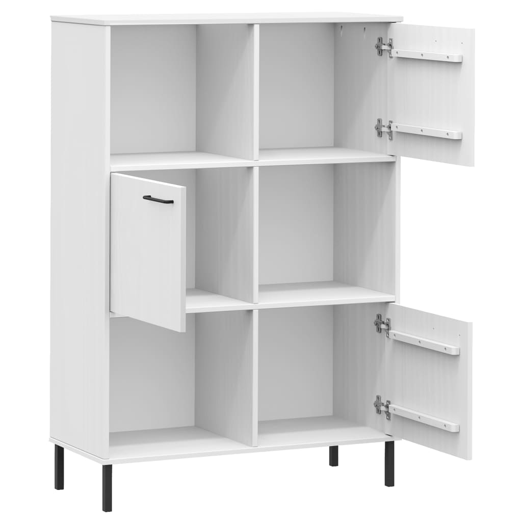 Bücherregal OSLO Metallbeine Braun 90x35x128,5 cm Massivholz