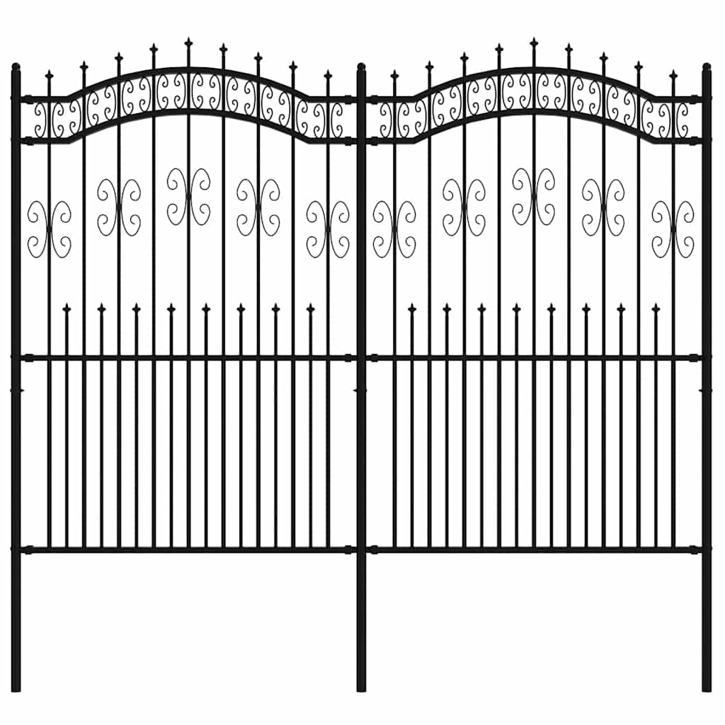 Gartenzaun KAMPEN mit Speerspitze Schwarz 240 x 75 cm Stahl