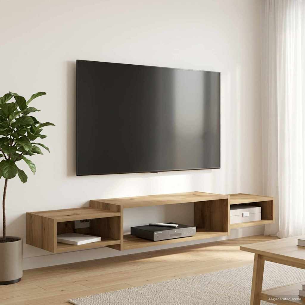 Wandmontierter TV-Schrank Wandhalterung Weiß 140 x 28 x 21 cm