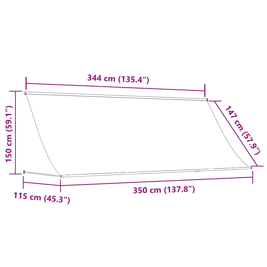 Markise Einziehbar Anthrazit 100x150 cm Stoff und Stahl