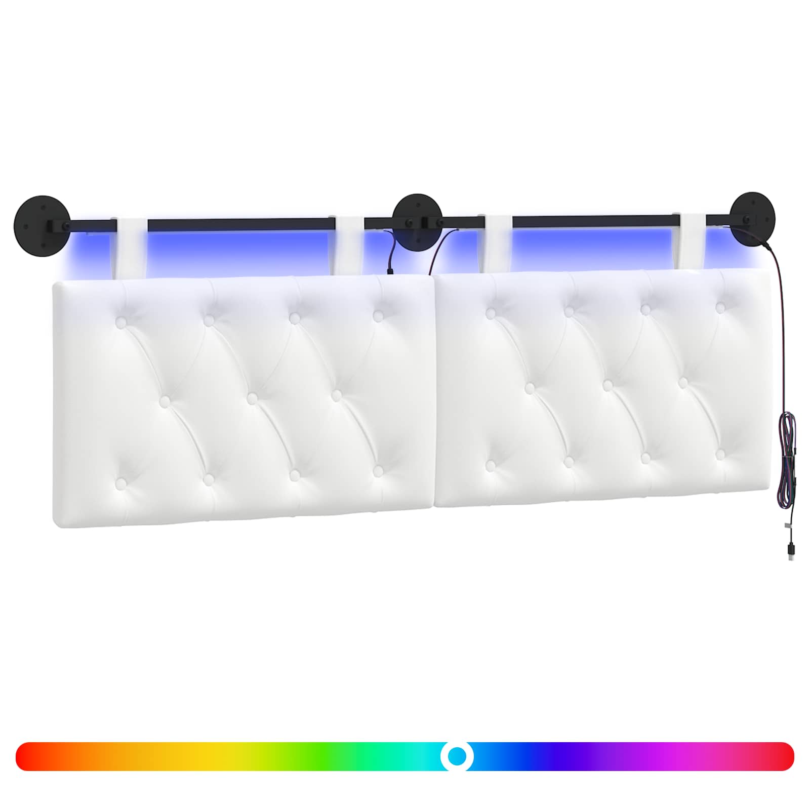 Hängendes Kopfteil Mit LED Licht Wolkengrau Stoff