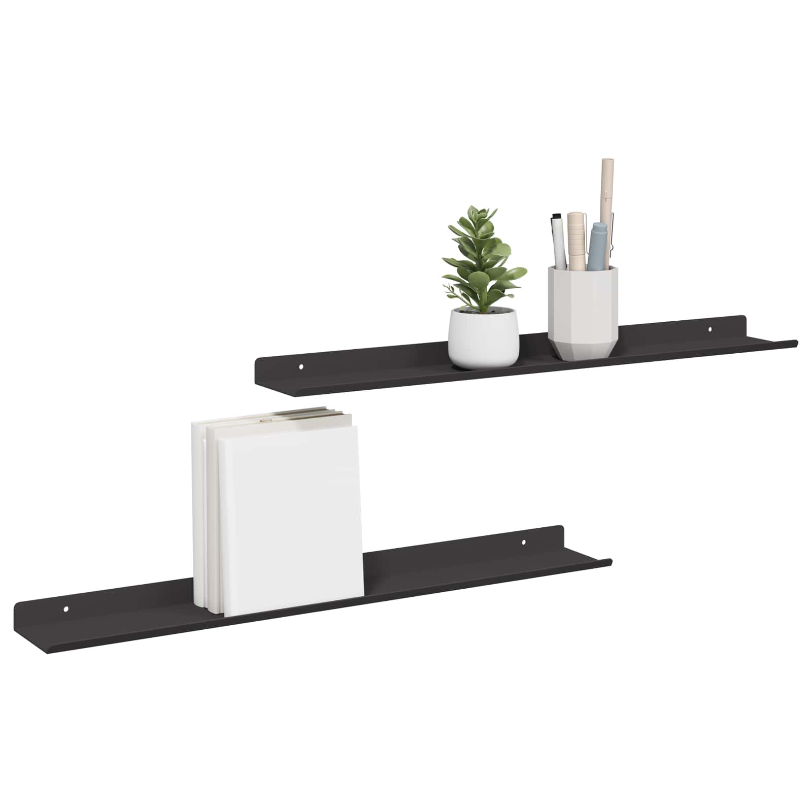 Schwebendes Regal 3 pcs Schwarz 40 x 9 x 2,5 cm Stahl