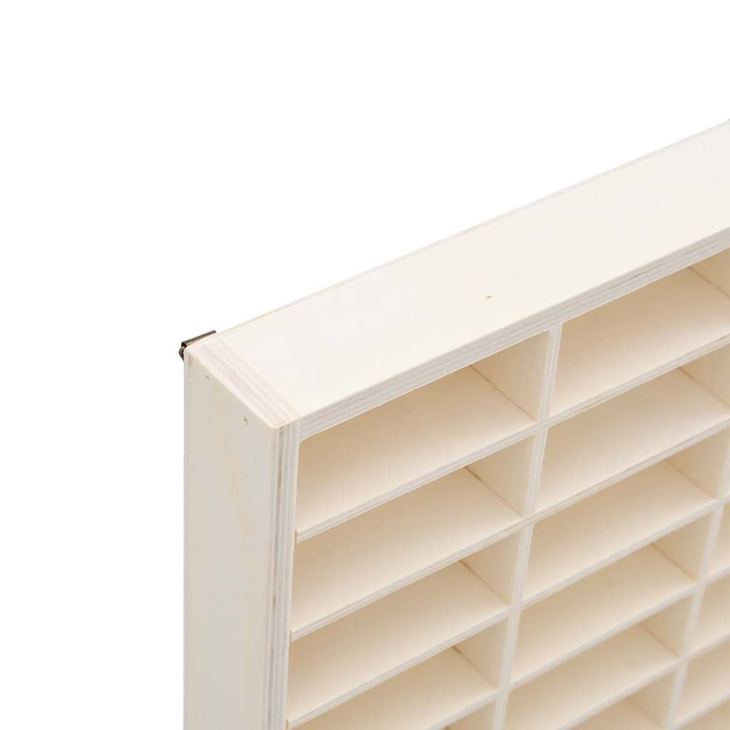 Sammlervitrine aus Holz mit 90 Fächern 50,5 x 4,5 x 79 cm