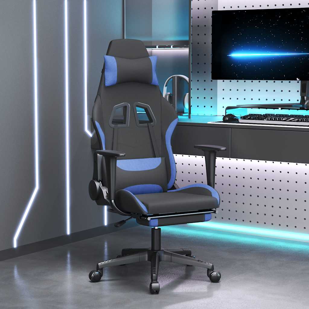 Gaming-Stuhl mit Massagefunktion Schwarz und Creme Stoff