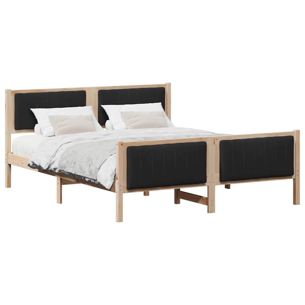 Bettgestell Braun und hellgrau 200 x 200 cm Massivholz Kiefer
