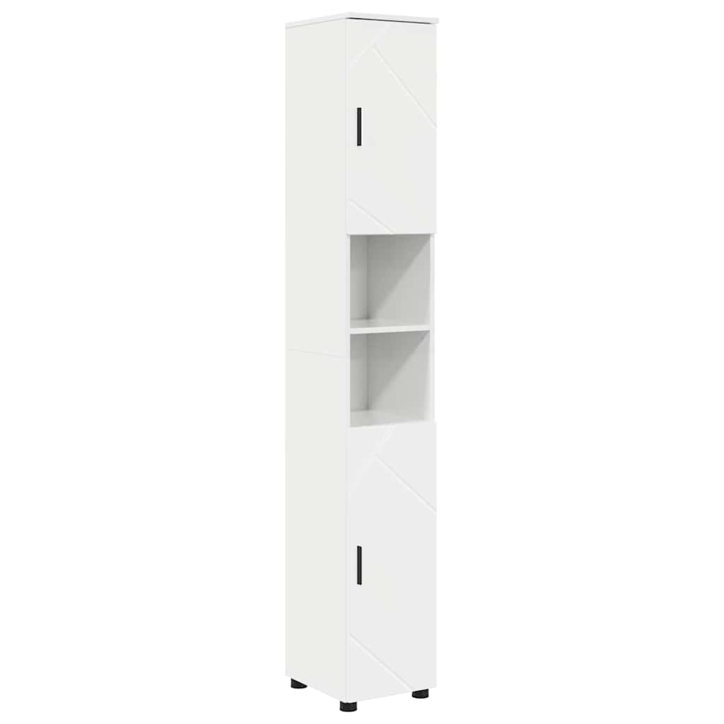 Badezimmermöbel-Set mit Tür 4 pcs Weiß Holzwerkstoff & Metall