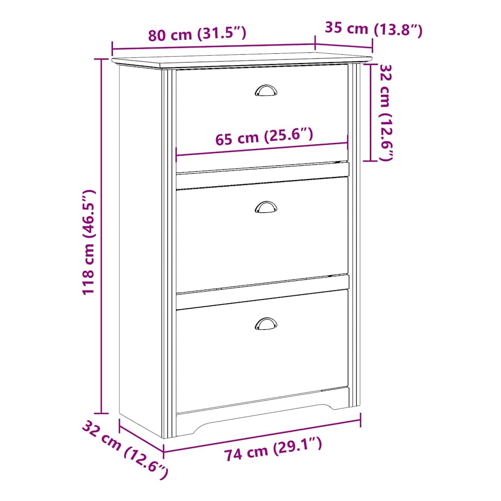 Schuhregal BODO Weiß 80x35x118 cm