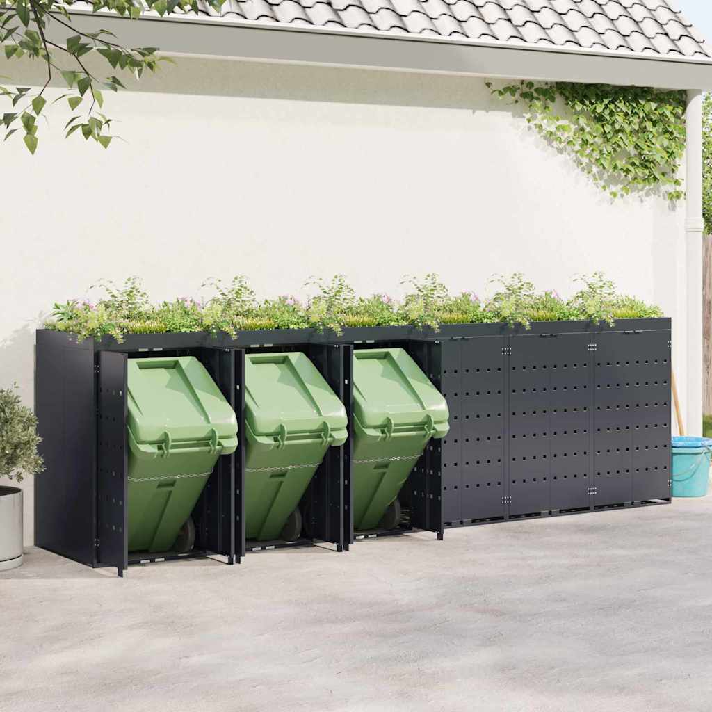 Mülltonnenbox für 2 Tonnen Schwarz 138x79x117 cm Stahl