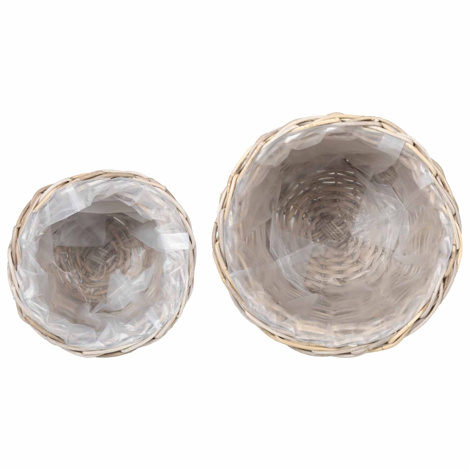 Blumentopfkorb mit Speicher 2 Stk. Natürliches Grau Kubu Rattan