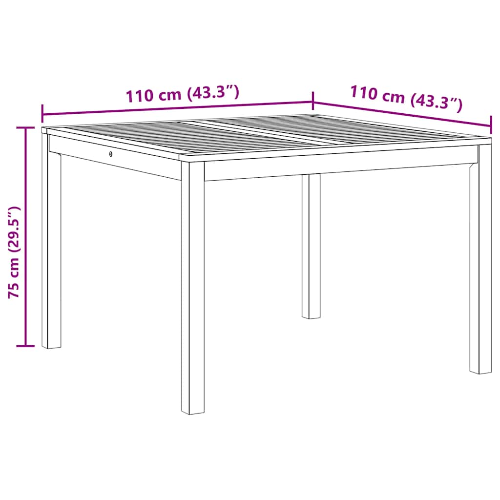 Garten-Esstisch 110x55x75 cm Massivholz Akazie