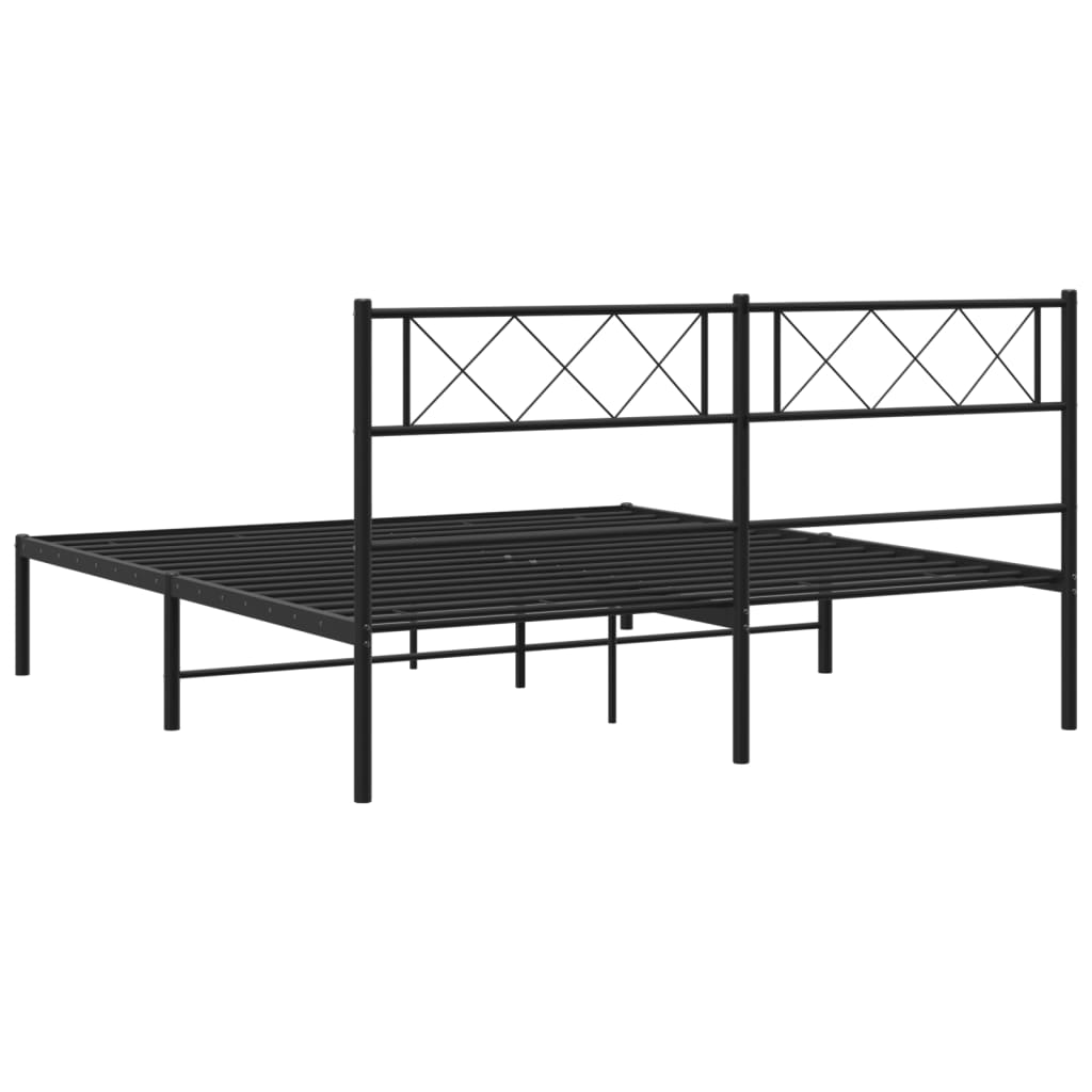 Bettgestell mit Kopfteil Metall Schwarz 100x190 cm