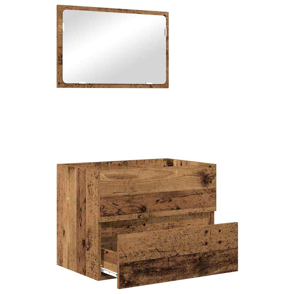 2-tlg. Badmöbel-Set Weiß Holzwerkstoff