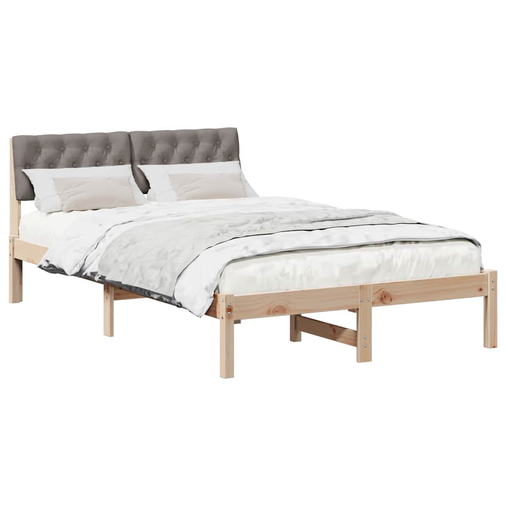 Bettgestell Braun und hellgrau 200 x 200 cm Massivholz Kiefer