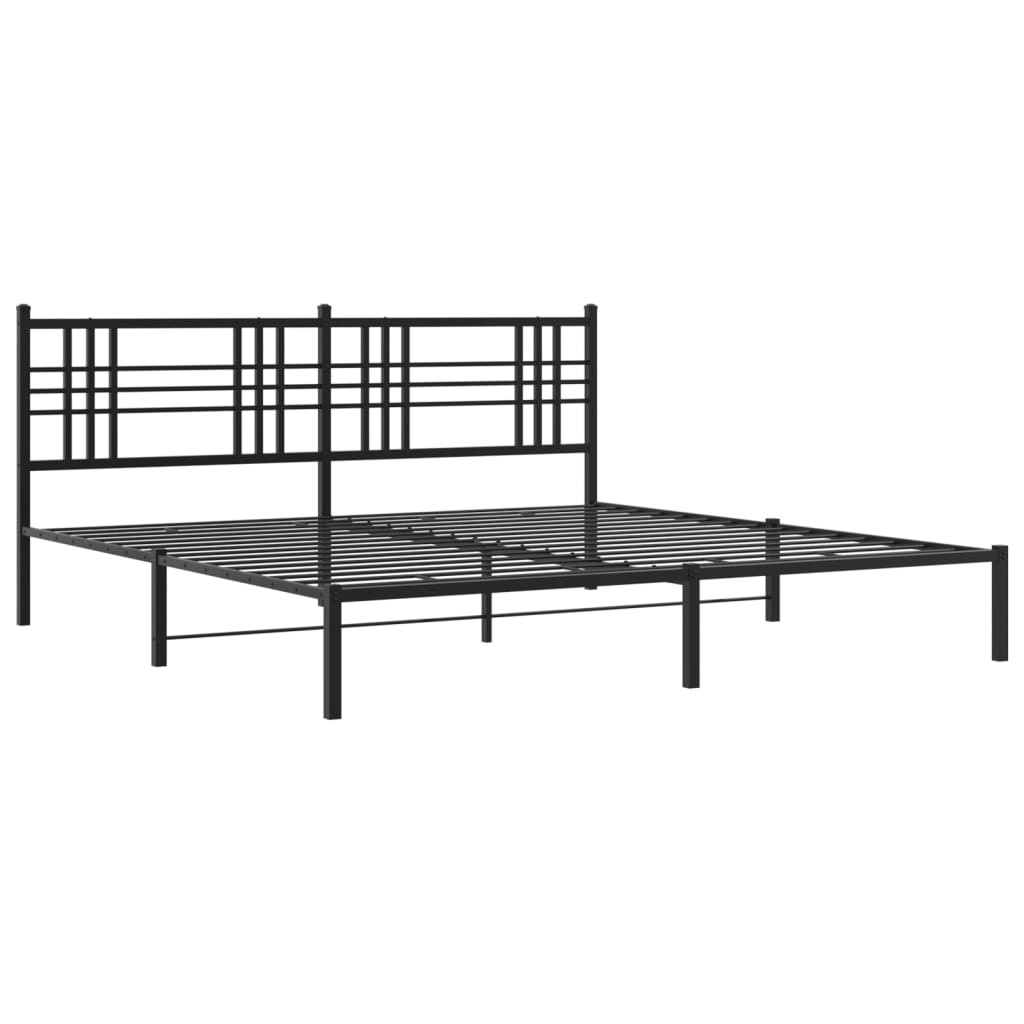 Bettgestell mit Kopf- und Fußteil Metall Schwarz 90x200 cm