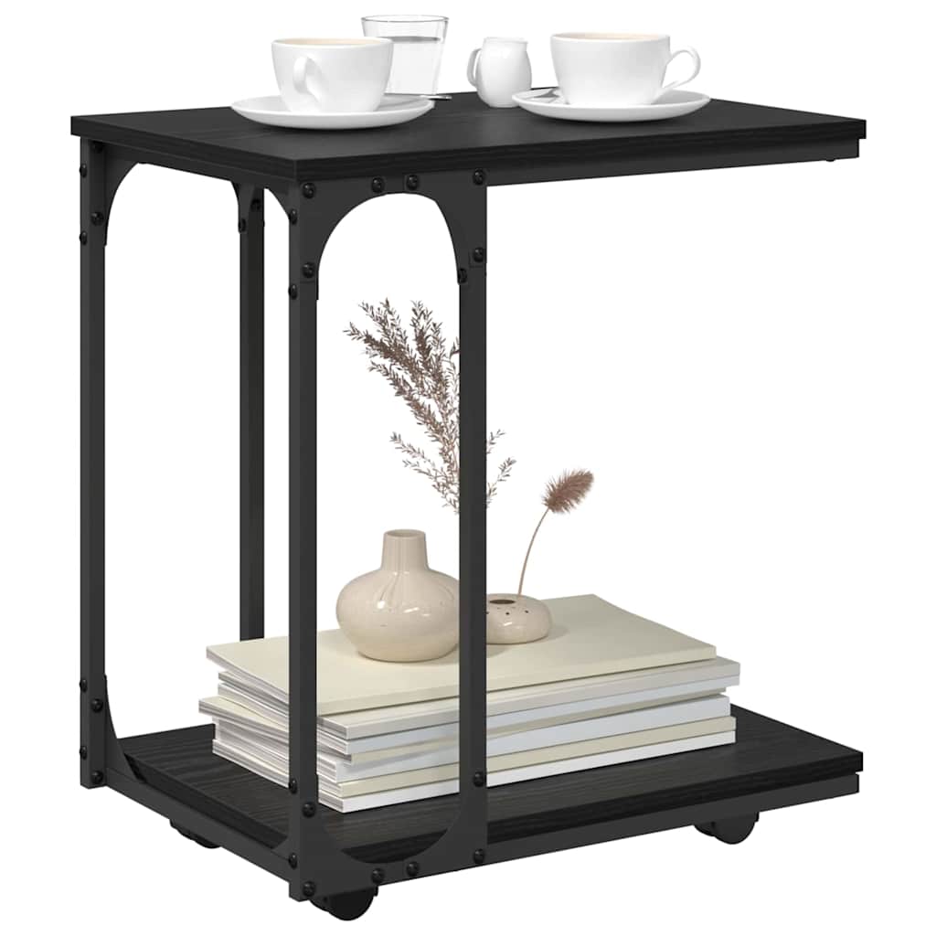 Beistelltisch mit Rollen Schwarz 50x35x55,5 cm Holzwerkstoff