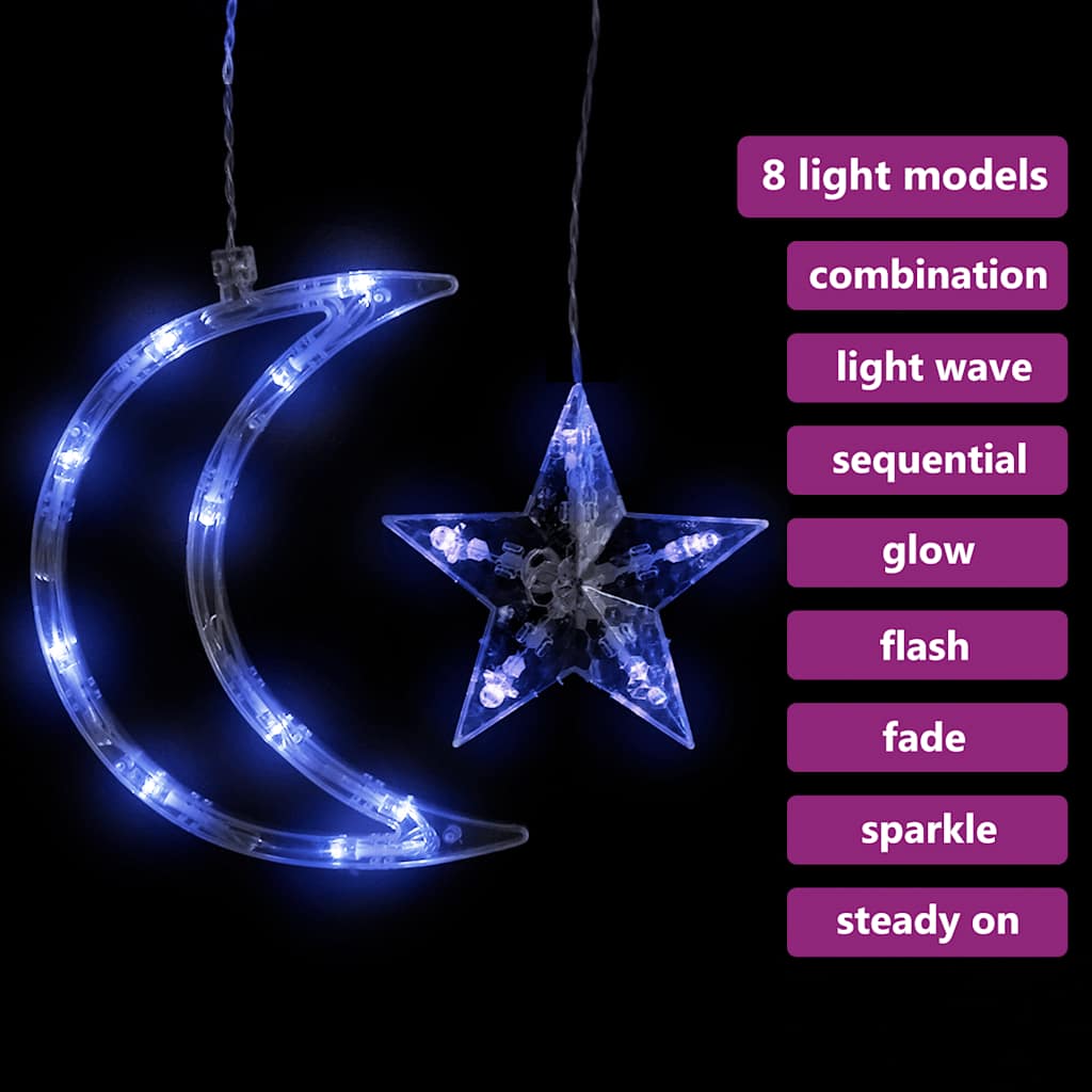 Lichterketten Stern und Mond Fernbedienung 138 LEDs Warmweiß