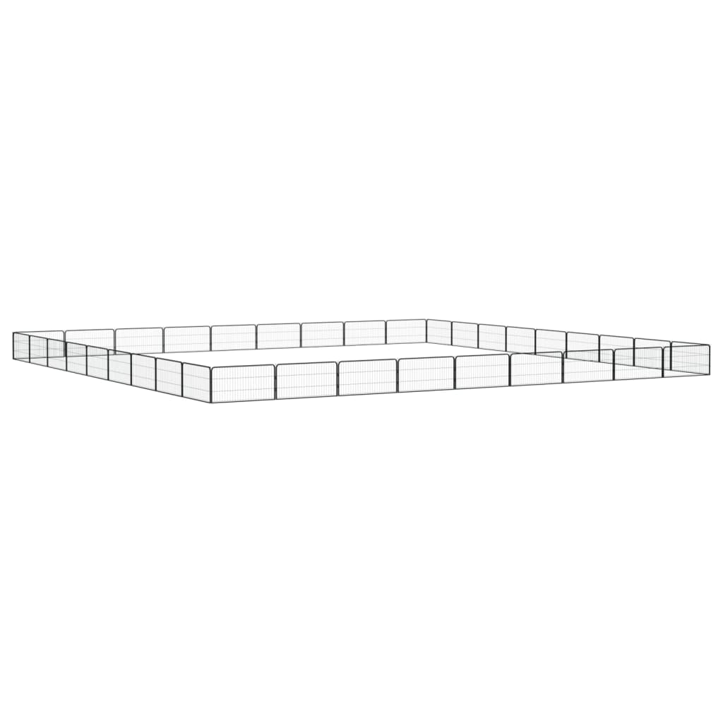 4-tlg. Hundelaufstall Schwarz 100x50cm Stahl Pulverbeschichtung