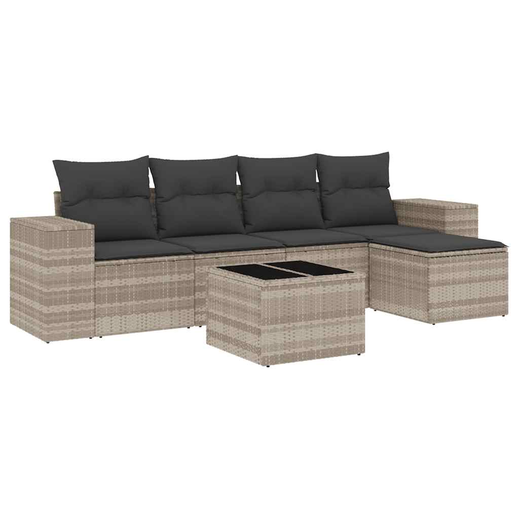 5-tlg. Garten-Sofagarnitur mit Kissen Schwarz Poly Rattan