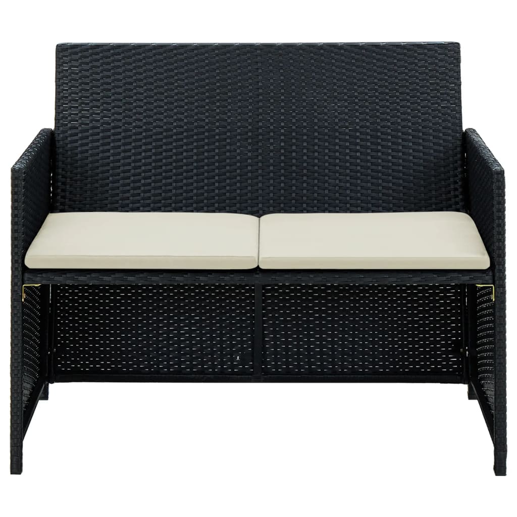 2-Sitzer-Gartensofa mit Polstern Braun Poly Rattan