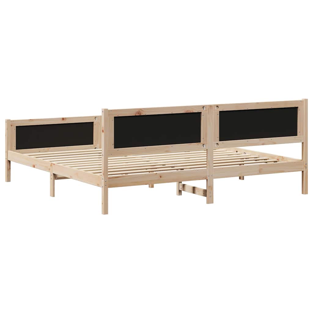 Bettgestell Braun und hellgrau 200 x 200 cm Massivholz Kiefer