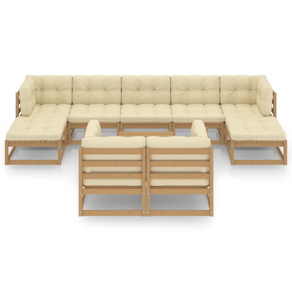 10-tlg. Garten-Lounge-Set Weiß Massivholz Kiefer