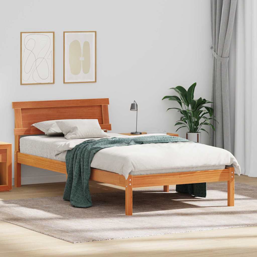 Bettgestell mit Kopfteil Braun 200 x 200 cm Massivholz Kiefer