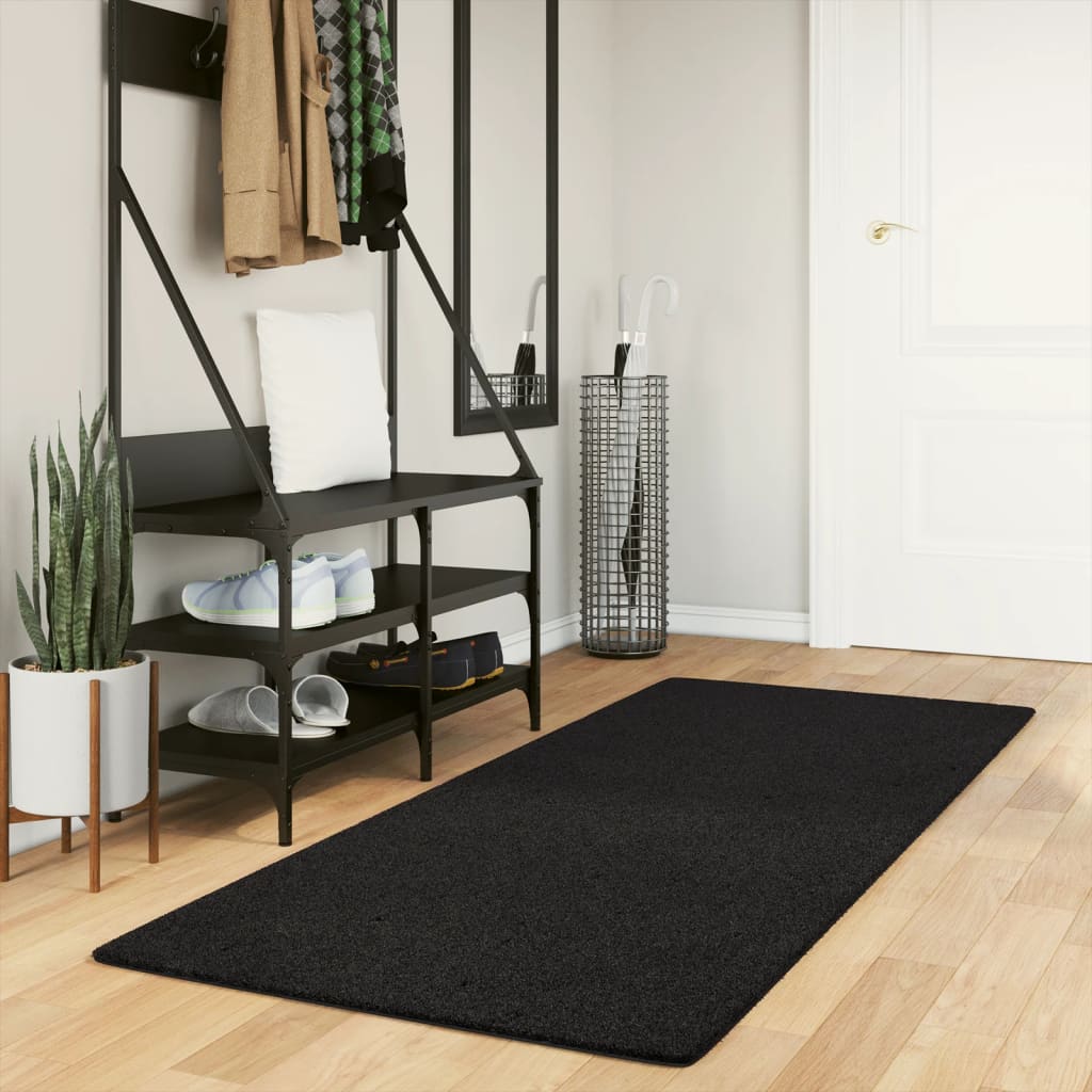 Teppich HUARTE Kurzflor Weich und Waschbar Anthrazit 60x110 cm