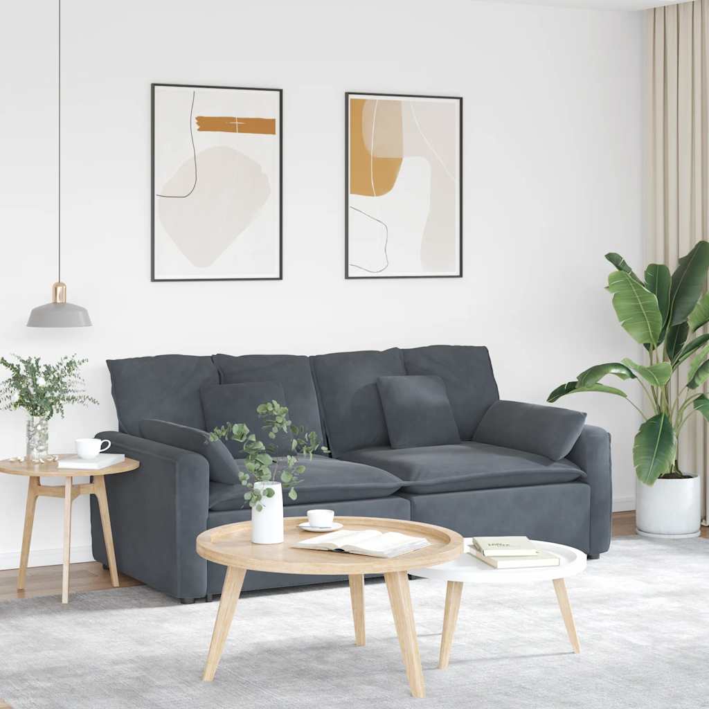 Modulares Sofa mit Kissen Blau