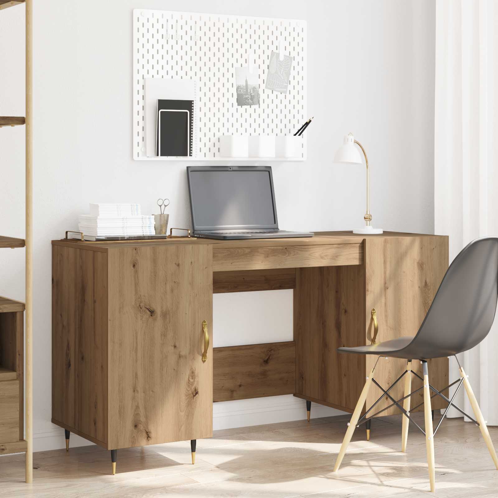 Schreibtisch Betongrau 140x50x75 cm Holzwerkstoff