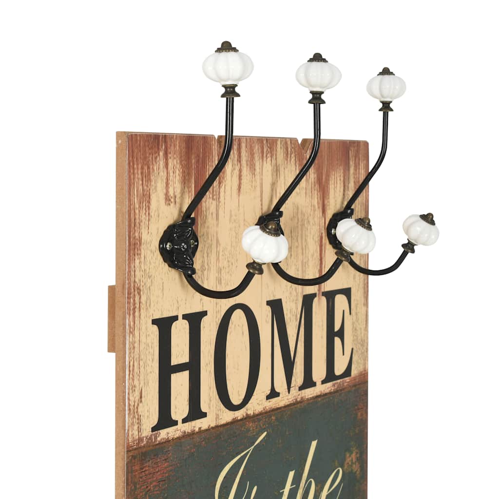 Wandgarderobe mit 6 Haken 120 x 40 cm "HOME IS