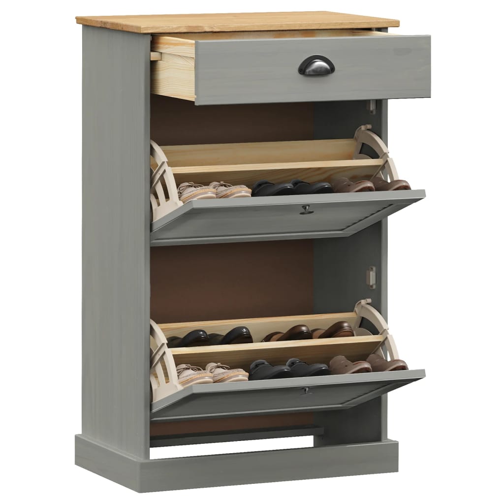 Schuhschrank VIGO 60x35x96 cm Weiß Massivholz Kiefer