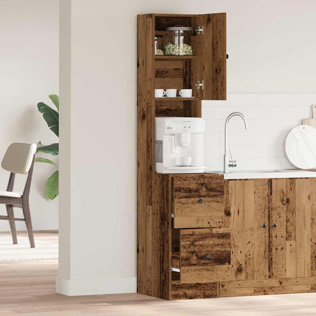 Küchenschrank Weiß 60x50x180 cm Holzwerkstoff
