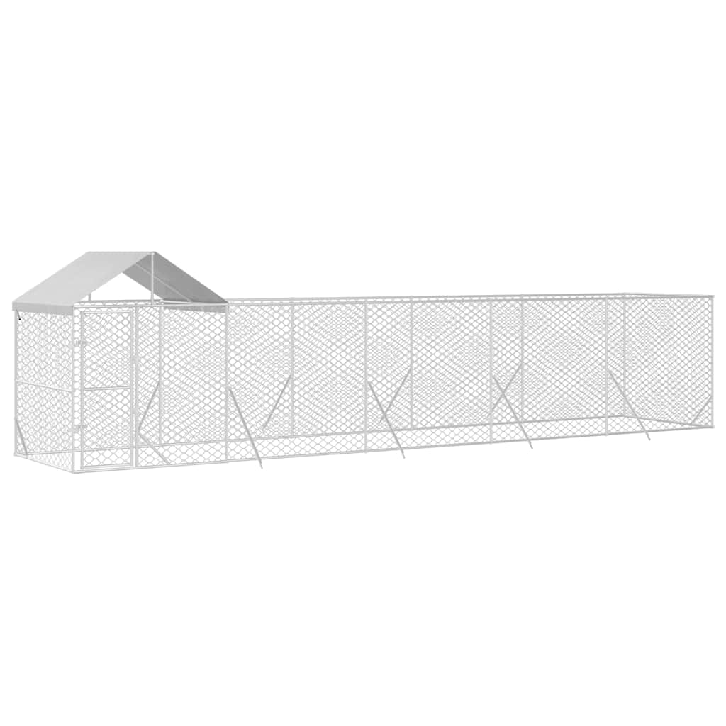 Outdoor-Hundezwinger mit Dach Silber 2x2x2,5 m Verzinkter Stahl