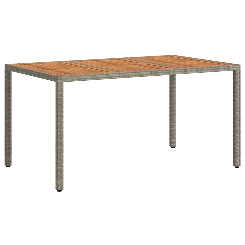 Gartentisch 150x90x75 cm Hartglas und Poly Rattan Grau