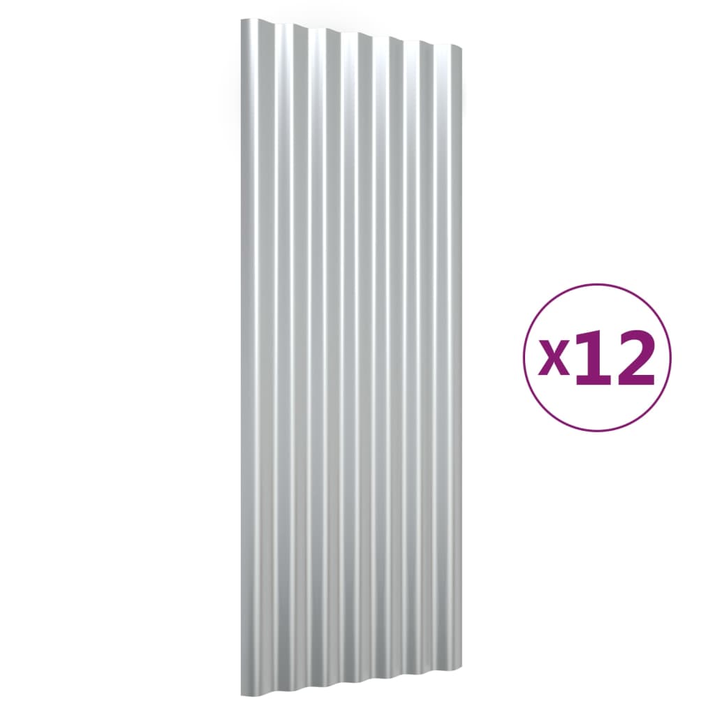 Dachpaneele 12 Stk. Verzinkter Stahl Grün 100x36 cm
