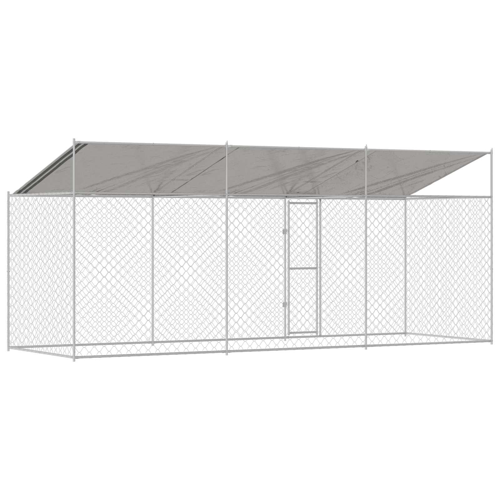 Hundezwinger mit Dach und Tür Grau 2x2x2 m Verzinkter Stahl